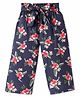 CrayonFlakes Cotton Floral Printed Palazzo With Attached Belt - Navy Blue