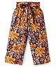 CrayonFlakes Rayon Floral Printed Palazzo With Attached Belt - Black