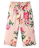 CrayonFlakes Floral Printed Belted Palazzo - Pink