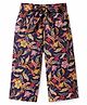 CrayonFlakes Floral Printed Belted Cotton Palazzo - Navy