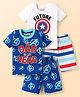Babyhug Marvel Single Jersey Knit Half Sleeves Shorts Night Suits with Avengers Graphics Pack of 2 - Navy Blue & White