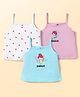 Doodle Poodle 100% Cotton Knit Sleeveless Slips with Heart & Fairy Print Pack of 3 - Light Blue & Pink