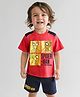Babyhug Marvel Single Jersey Knit Half Sleeves T-Shirt & Shorts Set with Spider Man Graphics & Foil Detailing - Red & Black