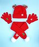 Little Surprise Box Woollen Blend Reindeer Designed Cap Gloves & Muffler Set - Red-  Diameter 32cms