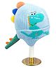 Little Surprise Box Woollen Blend Dinosaur Designed & Applique Detailed Beanie Cap - Aqua Blue-  Diameter 36cms