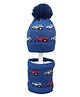 Little Surprise Box Woollen Blend Car Designed Beanie Cap & Neck Muffler Set - Navy Blue-  Diameter- 44cms