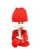 Little Surprise Box Woollen Blend Reindeer Applique Detailed Self Designed Beanie Cap & Muffler Set - Red-  Diameter 32cms