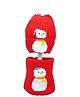 Little Surprise Box Woollen Blend Snowman Designed Beanie Cap & Neck Muffler Set - Red-  Diameter- 36cms