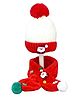 Little Surprise Box Woollen Blend Santa Applique Self Designed Beanie Cap & Muffler Set - Red-  Diameter 32cms