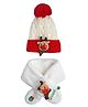 Little Surprise Box Knitted Reindeer Design Winter Cap Beanie With Matching Long Style Muffler - White