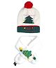 Little Surprise Box Woollen Blend Tree Designed & Applique Detailed Beanie Cap & Muffler Set - White-  Diameter 32cms
