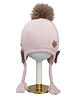 Little Surprise Box Woollen Blend Pom Pom Designed Tie Up Detailed Knitted Cap - Pink-  Diameter-48cms