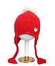 Little Surprise Box Woollen Blend Pom Pom Designed Tie Up Detailed Knitted Cap - Red-  Diameter-48cms