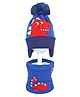 Little Surprise Box Woollen Blend Dinosaur Designed Knitted Cap With Muffler Set - Red & Blue-  Diameter- 44cms