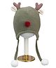 Little Surprise Box Woollen Blend Reindeer Designed Tie Up Detailed Knitted Cap - Olive Green-  Diameter- 44cms