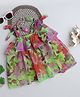 Many frocks & Georgette Sleeveless Floral Printed Frill Detailed Dress - Green