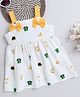 Many frocks & Cotton Sleeveless Coins Printed Bow Applique Detailed Dress - White