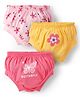 Doodle Poodle 100% Cotton Single Jersey Knit Bloomers With Floral & Butterfly Print Pack Of 3 - Pink & Yellow