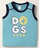 Tango Single Jersey Knit Sleeveless Tank T-Shirt with Dogs Club Text Print - Light Blue