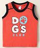 Tango Single Jersey Knit Sleeveless Tank T-Shirt with Dogs Club Text Print - Red