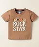Tango Single Jersey Knit Half Sleeves T-Shirt With Rock Star Text Print - Tan