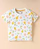 Tango Single Jersey Knit Half Sleeves T-Shirt With Tropical Print - White & Yellow