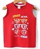 Tango Single Jersey Knit Sleeveless Tank  T-Shirt with Happy Ever After Text Print - Red