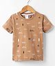 Taeko Single Jersey Knit Half Sleeves T-Shirts With Hey Dude Text Print - Tan