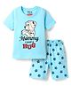 Babyhug Disney Single Jersey Knit Half Sleeve Short Night Suit With 101 Dalmatians Graphic - Light Blue