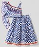 EARTHY TOUCH Cambric Woven Sleeveless Choli Lehenga Set with Floral Print - Blue
