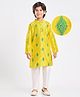 EARTHY TOUCH Single Jersey Knit Full Sleeves Floral Embroidered Kurta & Pyjama Set - Yellow