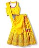 EARTHY TOUCH Cambric Woven Sleeveless Choli  Lehenga Set with Dupatta & Paisley Print - Yellow