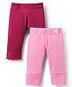 Honeyhap Premium Cotton Elastane Knit Three Fourth Leggings With Bio Finish Pack Of 2- Red Bud & Prism Pink