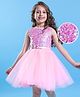 Hola Bonita Knit Sleeveless Glitter Mesh Party Dress With Sequinned Yoke - Pink