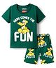 Babyhug Disney Single Jersey Knit Half Sleeve Short Night Suit With Pluto Graphic - Dark Green