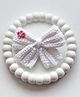 Bobbles & Scallops Floral & Bow Crochet Designed Hair Alligator Clip - White