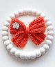 Bobbles & Scallops Floral & Bow Crochet Designed Hair Alligator Clip - Orange