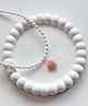 Bobbles & Scallops Beads Embellished Heart Designed Pendant - White & Peach