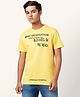 Coolsters by Pantaloons Cotton Half Sleeves Buddies On The Road Text Printed Tee - Yellow