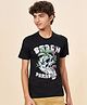 Coolsters by Pantaloons Cotton Half Sleeves Beach Paradise Text Printed Tee - Black