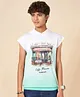 Coolsters by Pantaloons Cotton Sleeveless Ombre & Cafe Printed Hooded Tee - White