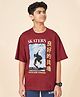 Coolsters by Pantaloons Cotton Half Sleeves Brave And Strong Text Printed Tee - Red