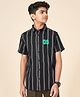 Coolsters by Pantaloons Cotton Half Sleeves Striped & Numericals Embroidered Shirt - Black