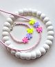 Bobbles & Scallops Set Of 2 Beads Embellished Butterfly Designed Necklace With Bracelet - Pink
