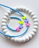 Bobbles & Scallops Set Of 2 Beads Embellished Butterfly Designed Necklace With Bracelet - Blue