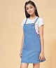 Coolsters by Pantaloons Cotton Mild Washed Dungaree & Half Sleeves Tie Dye Tee Set - Blue
