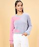 Coolsters by Pantaloons Cotton Full Sleeves Colour Blocked Fur Detailed Sweater - Lilac