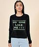 Coolsters by Pantaloons Cotton Full Sleeves Typography Designed Sweater - Black