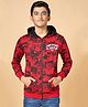 Coolsters by Pantaloons Cotton Full Sleeves Brand Name Printed Hooded Zipper Sweatshirt - Red