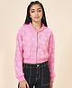 Coolsters by Pantaloons Cotton Full Sleeves Floral Embroidered Hooded Sweatshirt - Pink